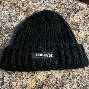 Hurley Black Ribbed Cuffed Beanie